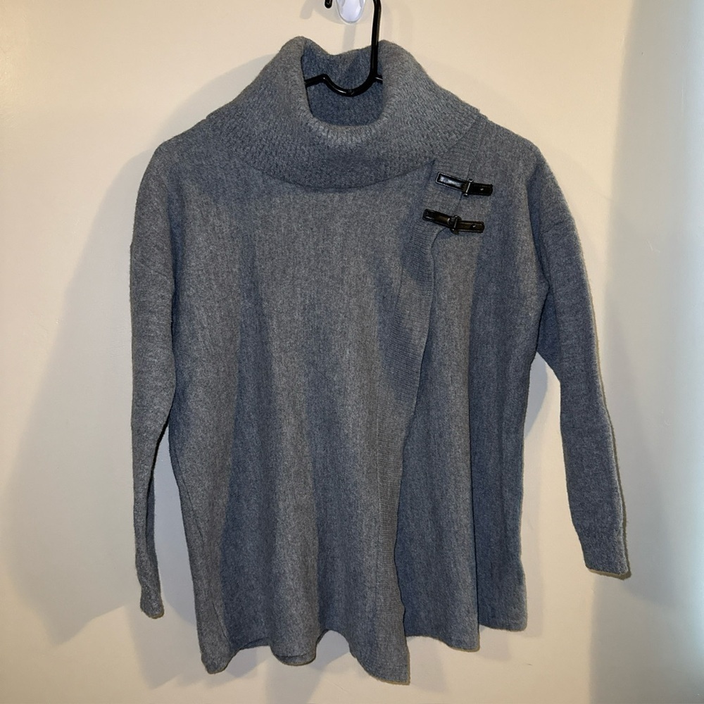 💰Ellen Tracy 100% Merino Wool Wrap Cowl Neck Tunic Sweater XL Old Money Classic